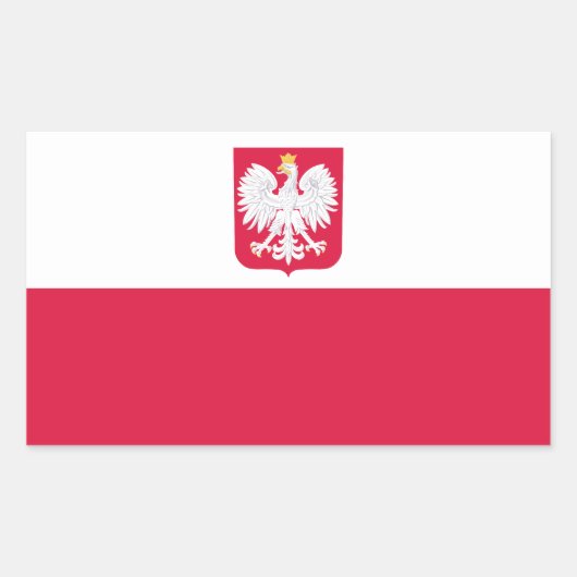 Sticker Rectangulaire Drapeau de la Pologne (Devant)