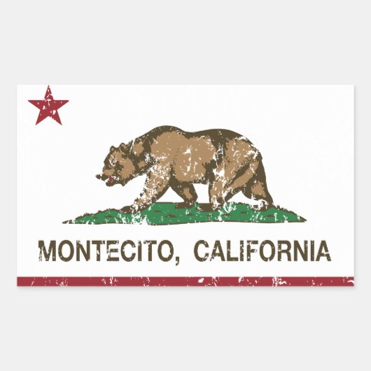 Sticker Rectangulaire Drapeau de la République de Californie Montecito (Devant)