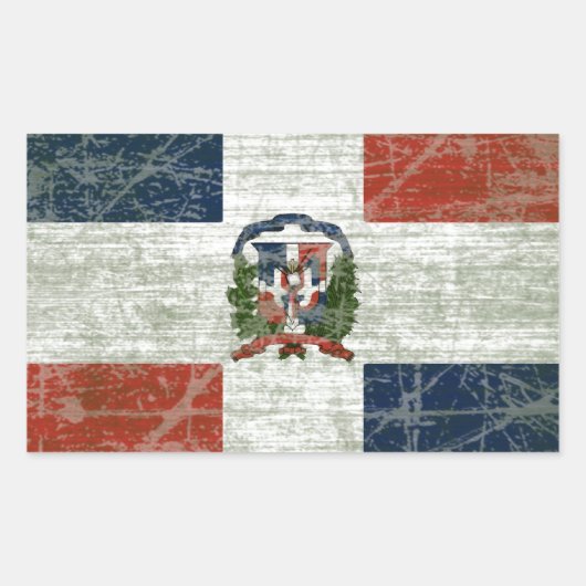 STICKER RECTANGULAIRE DRAPEAU DE LA RÉPUBLIQUE DOMINICAIN (Devant)