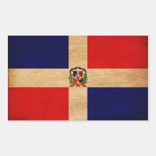 Sticker Rectangulaire Drapeau de la République Dominicaine (Devant)