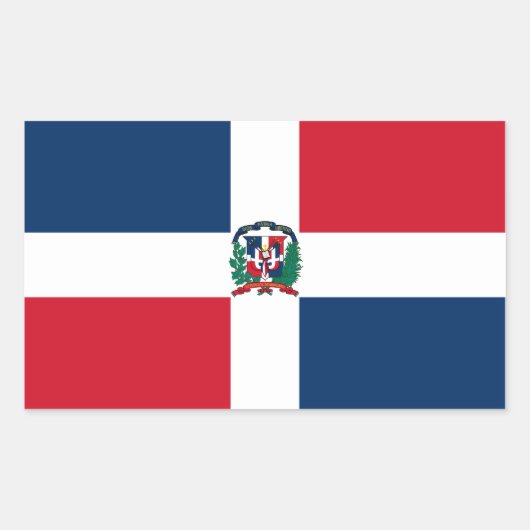 Sticker Rectangulaire Drapeau de la République Dominicaine (Devant)