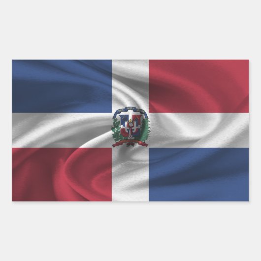 Sticker Rectangulaire Drapeau de la République Dominicaine (Devant)