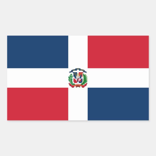 Sticker Rectangulaire Drapeau de la République Dominicaine (Devant)