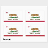 Sticker Rectangulaire Drapeau de la République du Bengale de Tiger (Feuille)
