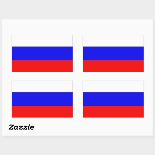 Sticker Rectangulaire Drapeau de la Russie (Feuille)