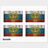 Sticker Rectangulaire Drapeau de la Russie qui flotte (Feuille)
