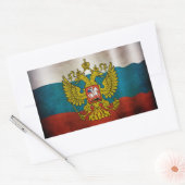 Sticker Rectangulaire Drapeau de la Russie qui flotte (Enveloppe)
