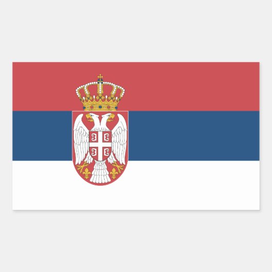 Sticker Rectangulaire Drapeau de la Serbie (Devant)