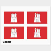Sticker Rectangulaire Drapeau de la ville de Hambourg Symbole Allemagne (Feuille)