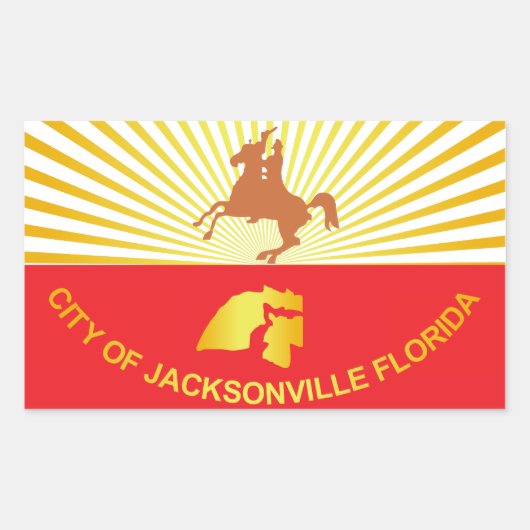 Sticker Rectangulaire Drapeau de la ville de Jacksonville (Devant)