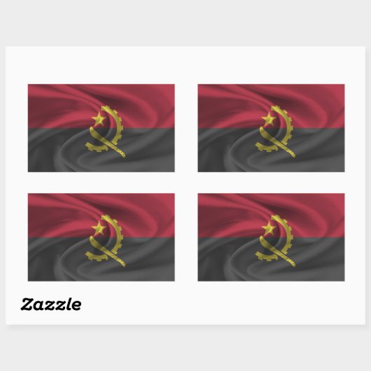 Sticker Rectangulaire Drapeau de l'Angola (Feuille)