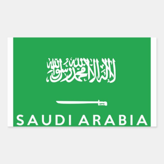 Sticker Rectangulaire drapeau de l'arabie saoudite nom du pays (Devant)
