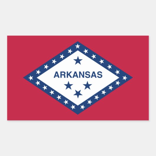 Sticker Rectangulaire Drapeau de l'Arkansan, Drapeau de l'Arkansas (Devant)