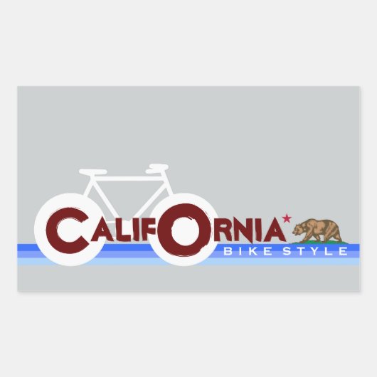 Sticker Rectangulaire drapeau de l'état de Californie à vélo (Devant)