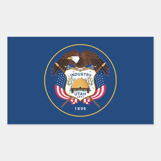 Sticker Rectangulaire drapeau de l'état de utah symbole république de l' (Devant)