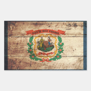 Sticker Rectangulaire Drapeau de l'État de Virginie-Occidentale sur le v