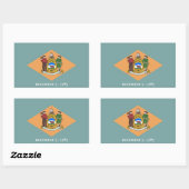 Sticker Rectangulaire Drapeau de l'État du Delaware, The Diamond US Stat (Feuille)