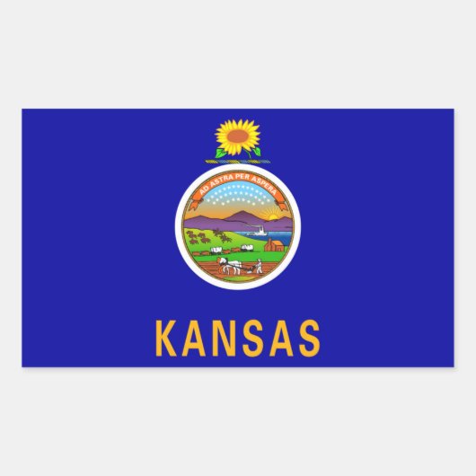 Sticker Rectangulaire Drapeau de l'État du Kansas (Devant)