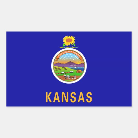 Sticker Rectangulaire Drapeau de l'État du Kansas (Devant)