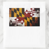 Sticker Rectangulaire Drapeau de l'État du Maryland de Grunge Noir (Sac)