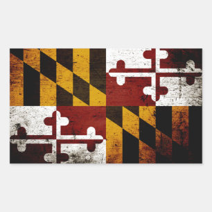 Sticker Rectangulaire Drapeau de l'État du Maryland de Grunge Noir