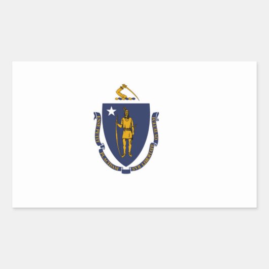 Sticker Rectangulaire Drapeau de l'État du Massachusetts (Devant)