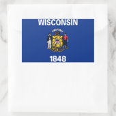 Sticker Rectangulaire Drapeau de l'État du Wisconsin (Sac)