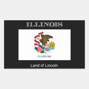 Sticker Rectangulaire Drapeau de l'Illinois, étiqueté