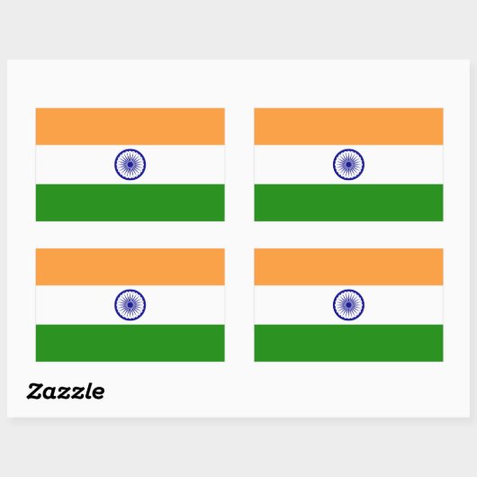 Sticker Rectangulaire Drapeau de l'Inde (Feuille)