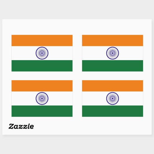 Sticker Rectangulaire Drapeau de l'Inde (Feuille)
