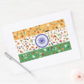 Sticker Rectangulaire Drapeau de l'Inde avec des objets culturels (Enveloppe)