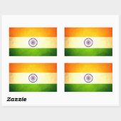 Sticker Rectangulaire Drapeau de l'Inde embrassé par Sun (Feuille)