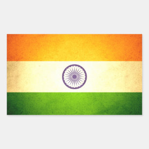 Sticker Rectangulaire Drapeau de l'Inde embrassé par Sun