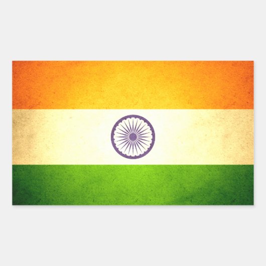 Sticker Rectangulaire Drapeau de l'Inde embrassé par Sun (Devant)