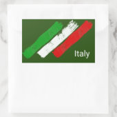 Sticker Rectangulaire Drapeau de l'Italie.brush strokes. (Sac)
