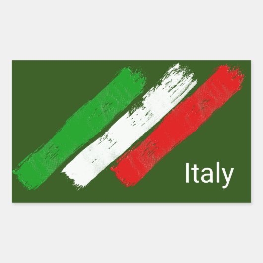 Sticker Rectangulaire Drapeau de l'Italie.brush strokes. (Devant)