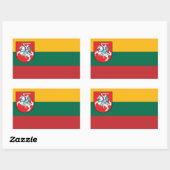 Sticker Rectangulaire Drapeau de Lituanie avec Vytis (Feuille)