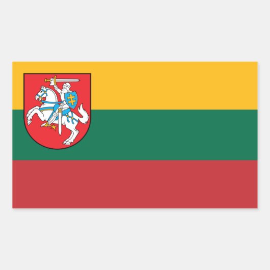 Sticker Rectangulaire Drapeau de Lituanie avec Vytis (Devant)