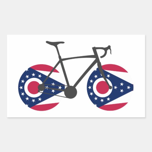 Sticker Rectangulaire Drapeau de l'Ohio à vélo (Devant)