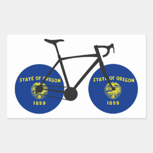 Sticker Rectangulaire Drapeau de l'Oregon à vélo