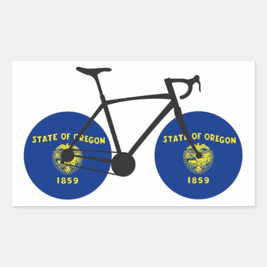 Sticker Rectangulaire Drapeau de l'Oregon à vélo (Devant)