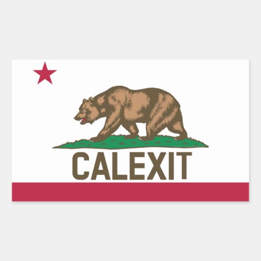 Sticker Rectangulaire Drapeau de l'ours CALEXIT Californie (Devant)