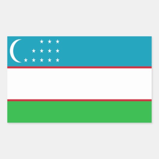 Sticker Rectangulaire Drapeau de l'Ouzbékistan (Devant)