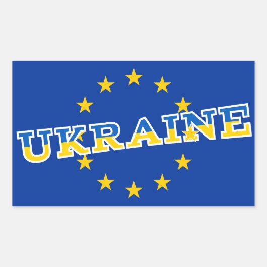 Sticker Rectangulaire Drapeau de l'Ukraine et de l'Union européenne (Devant)
