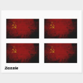 Sticker Rectangulaire Drapeau de l'Union soviétique de Grunge Noire (Feuille)