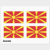 Sticker Rectangulaire Drapeau de Macédoine du Nord (Feuille)