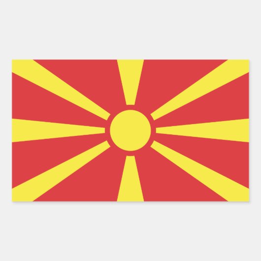 Sticker Rectangulaire Drapeau de Macédoine du Nord (Devant)