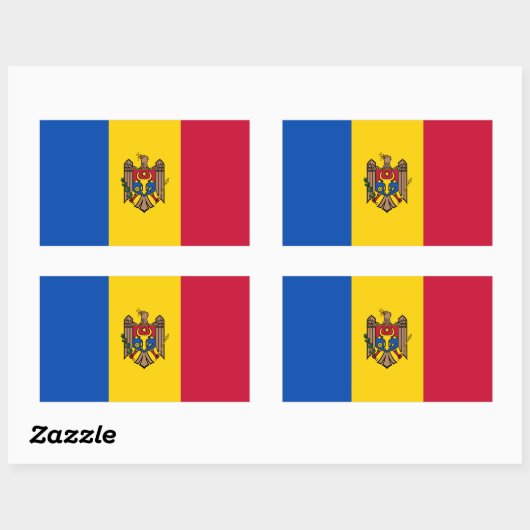 Sticker Rectangulaire Drapeau de Moldova (Feuille)