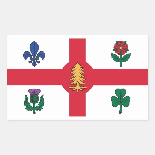 Sticker Rectangulaire Drapeau de Montréal (Québec) (Devant)