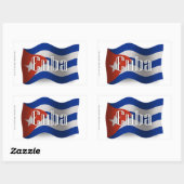 Sticker Rectangulaire Drapeau de ondulation du Cuba (Feuille)